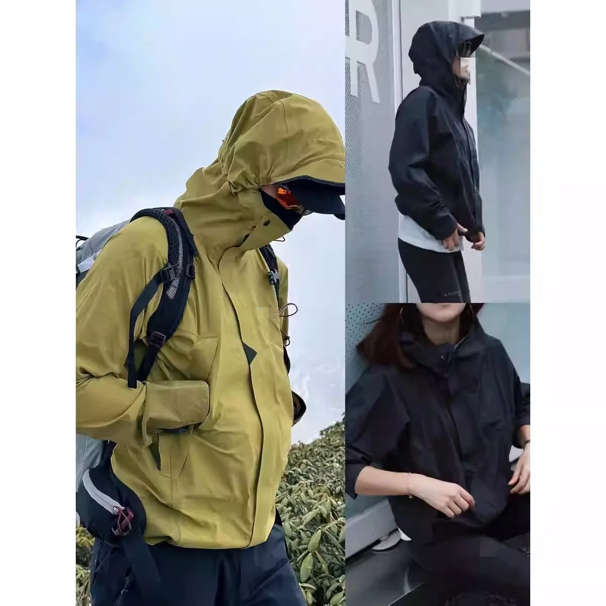 Equipo al aire libre para hombres y mujeres Chaqueta ligera con capucha resistente al viento e impermeable, chaqueta de senderismo y ocio