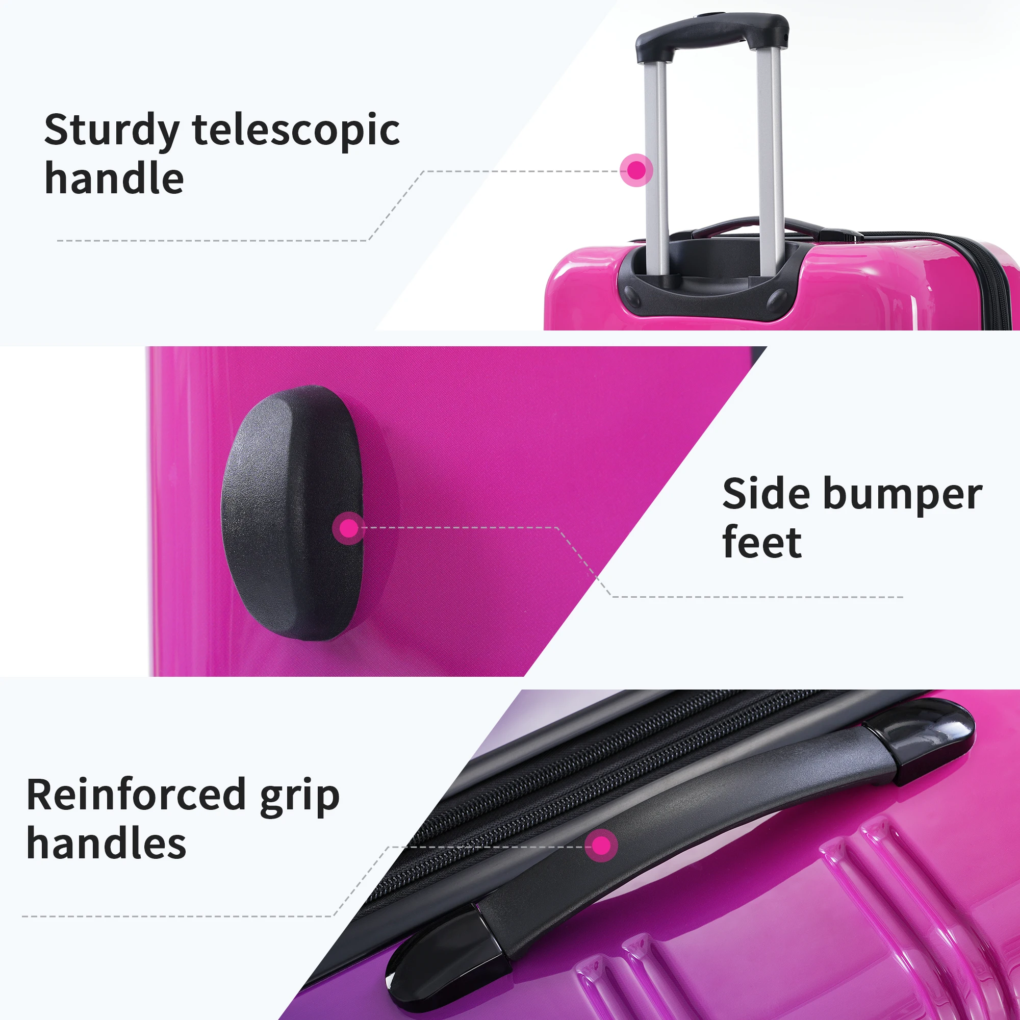 Hardshell Luggage Sets 3 Piece Gradient Color Expandable Suitcase with Spinner Wheels and TSA Lock Lightweight 20" 24" 28" 5