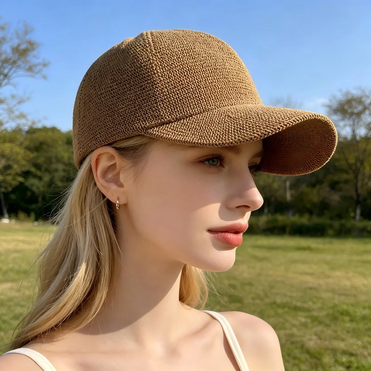 2026 夏通気性わら野球帽ユニセックス無地調節可能な紙太陽 - Paper Straw Color のレビューと価格