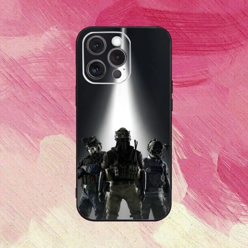 C-COD C-Call Of D-Duty Ghosts جراب هاتف لهاتف iPhone17,16,15,14,13,12,11 Plus، Pro Max غطاء أسود ناعم