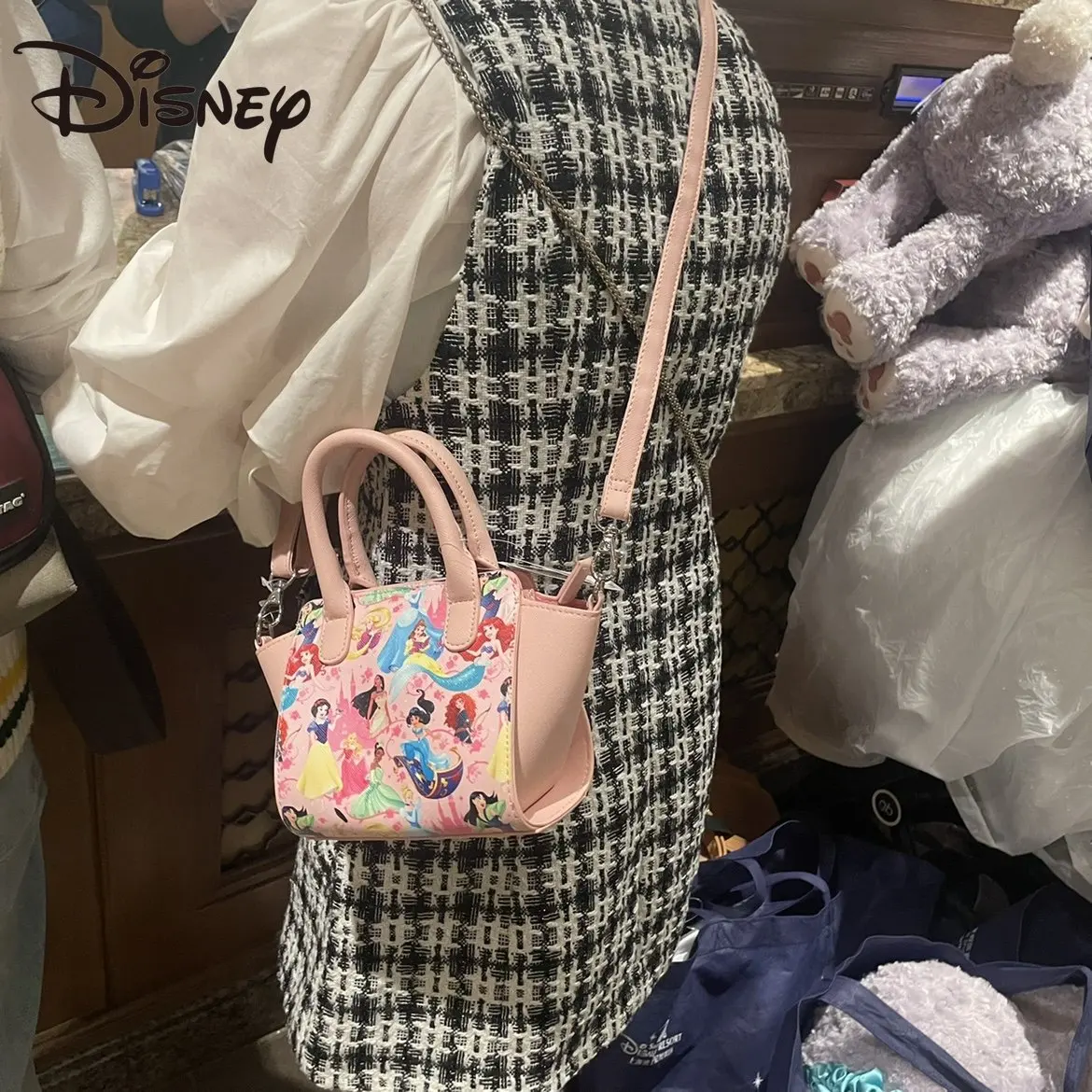 MINISO Authentic Shanghai Disney Minnie Handbag Messenger Bag Shoulder Bag Cartoon Anime Cute Pink Bag Purses and Handbags