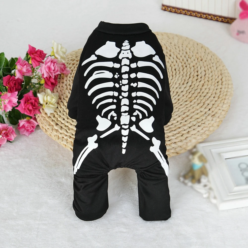 Dogs Clothes Halloween Transformation Cosplay Costumes Pet Puppy Party Skeleton Print Jumpsuits Dog Chic Vest Coat Pet Dress Up