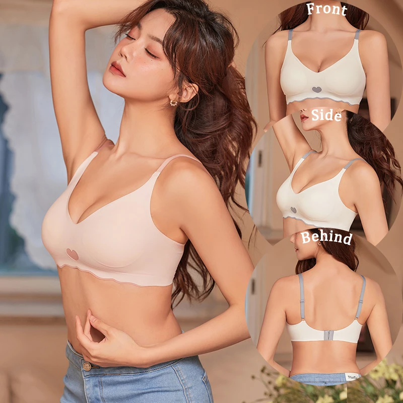 3Pcs Adjustable Beauty Back Bra Intimates Gather No Steel Ring Sports Anti-Sagging Bra French Color Contrast Seamless Underwear