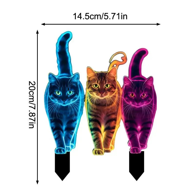 2D Flat Neon Color Cat Garden Stake Garden And Flowerbed Decor Animal Yard Decor