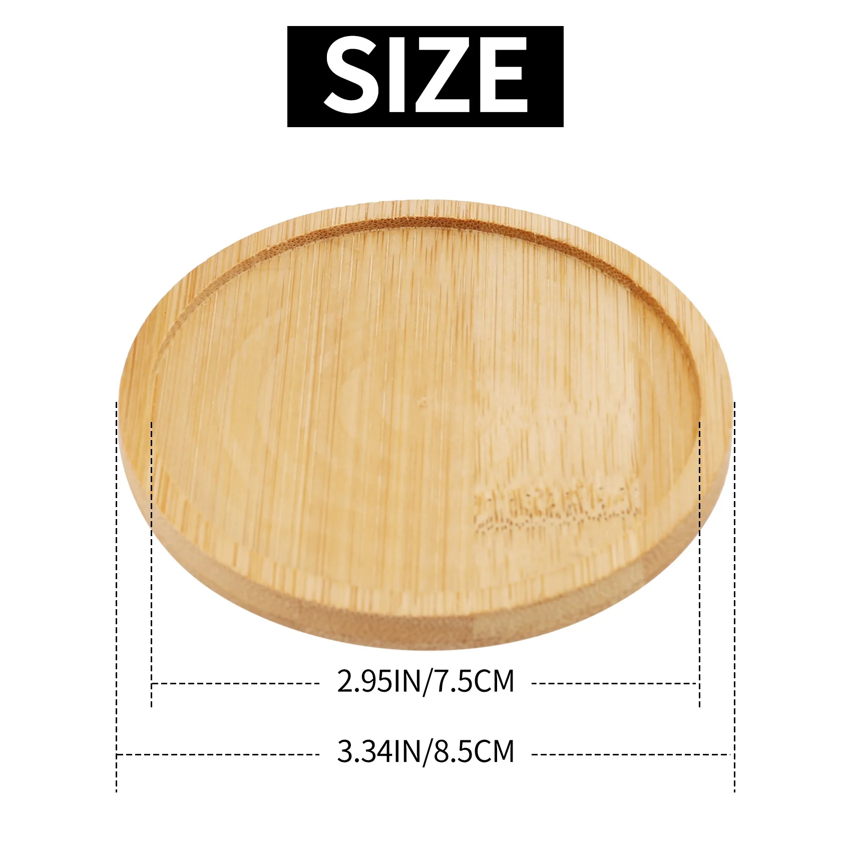 

A68G-Bamboo Plant Saucer 3.3 Inch Succulent Pot Tray Flower Plant Holder, Round Drainage Tray 12 Pack