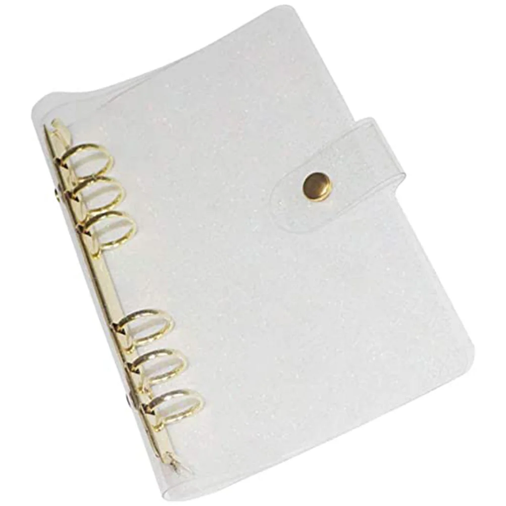 Glitter Binder A6 Small Notebook Stainless Steel Ring Binder Cover Office Supply Planner 6 Ring Travel Diary Business Notebook