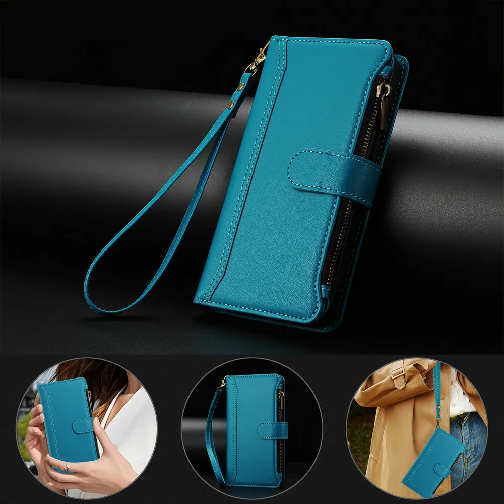 

Флип-чехол для Samsung Note 20 Ultra с 9 картами, кожаный чехол на молнии для Samsung Galaxy Note 10 Lite 9 S10E S10 S9 S8 Plus, чехол