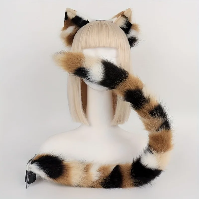 

2pcs/set Plush Cat Headband Cat Tail Beast Ear Beast Tail Comic Exhibition Cosplay Props Accessories Stage Performance Props