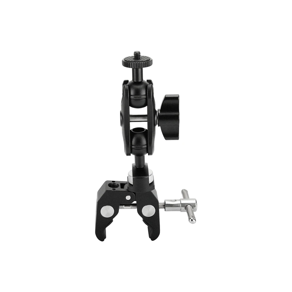 Szrig universal super crab clamp multi-purpose com ajustável 1/4 "-20 bola cabeça braço mágico montagem para lanterna led