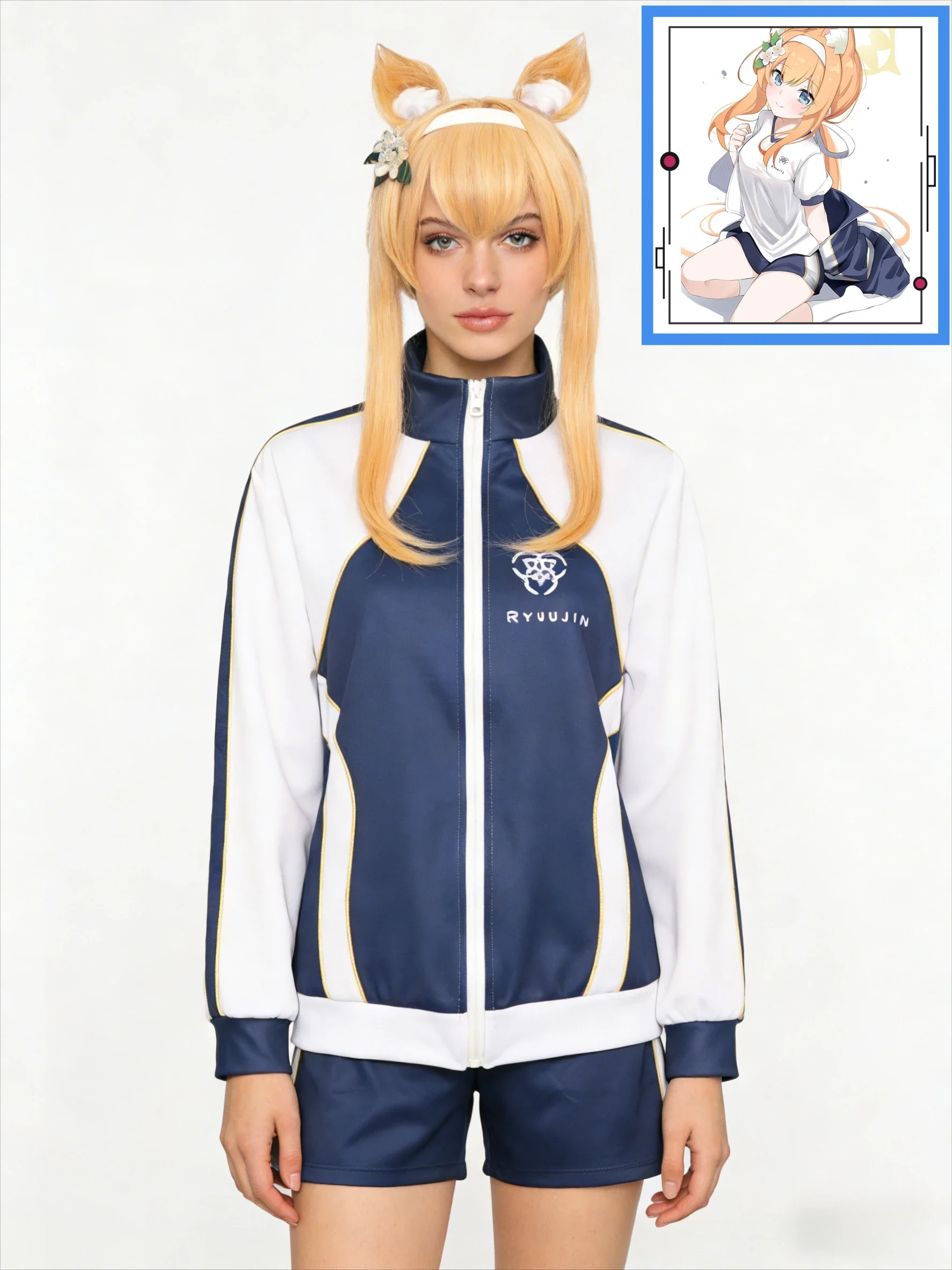 

Game Anime Blue Archive Cosplay Kisaki Outerwear Qipao Windbreaker Iroha Mary Sport Gloves Wig Halloween Role-playing Costume