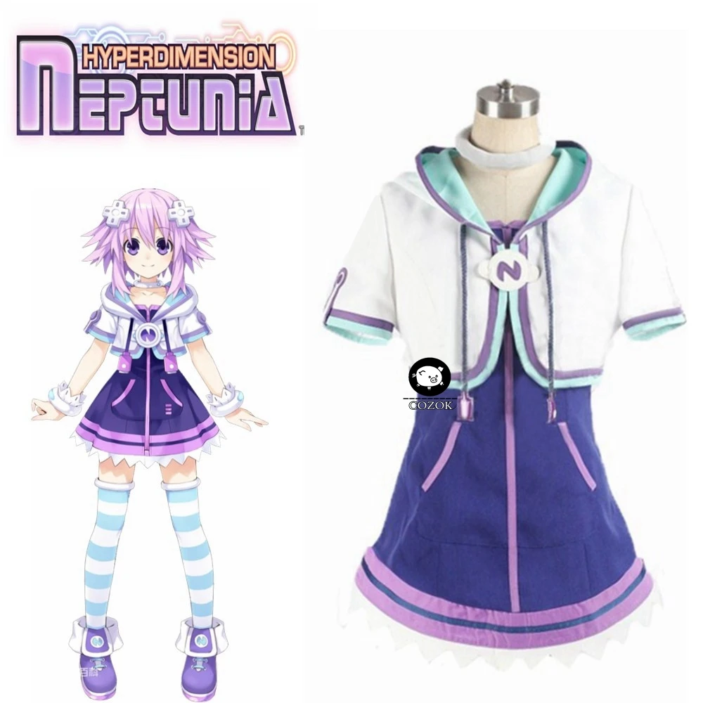 

Hyperdimension Neptunia Neptune Cosplay Costume Halloween Uniform Outfit Coat+Skirt+Nekc+Socks+hair accessory Custom-made