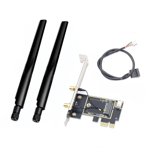 M.2 To PCI Express Wireless Adapter Converter with 2x 6DBi Antenna For NGFF M.2 WiFi Bluetooth Card AX210 AX200