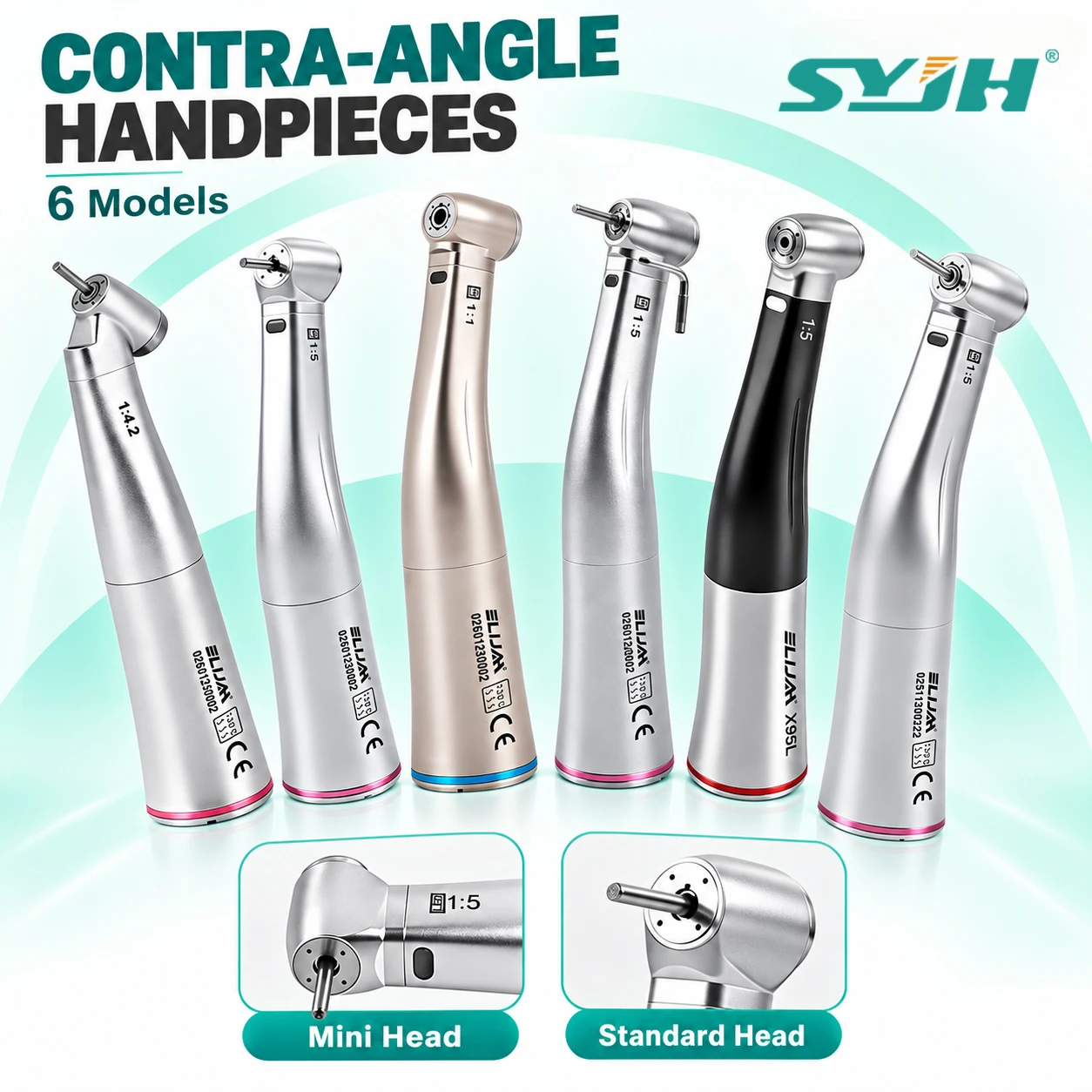 SYJH Glasfaser-Dental-Niedriggeschwindigkeits-Handstück 1:5 Verzahnte Winkelstück mit interner Wassersprühfunktion für Zahnmedizin