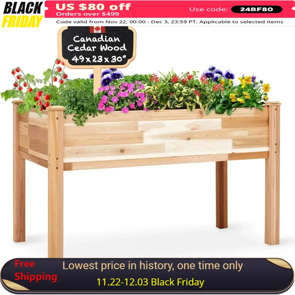 

Outdoor Garden Planters, Elevated Wood Planter for Growing Fresh Herbs, Vegetables, Flowers, Succulents, Outdoor Planter