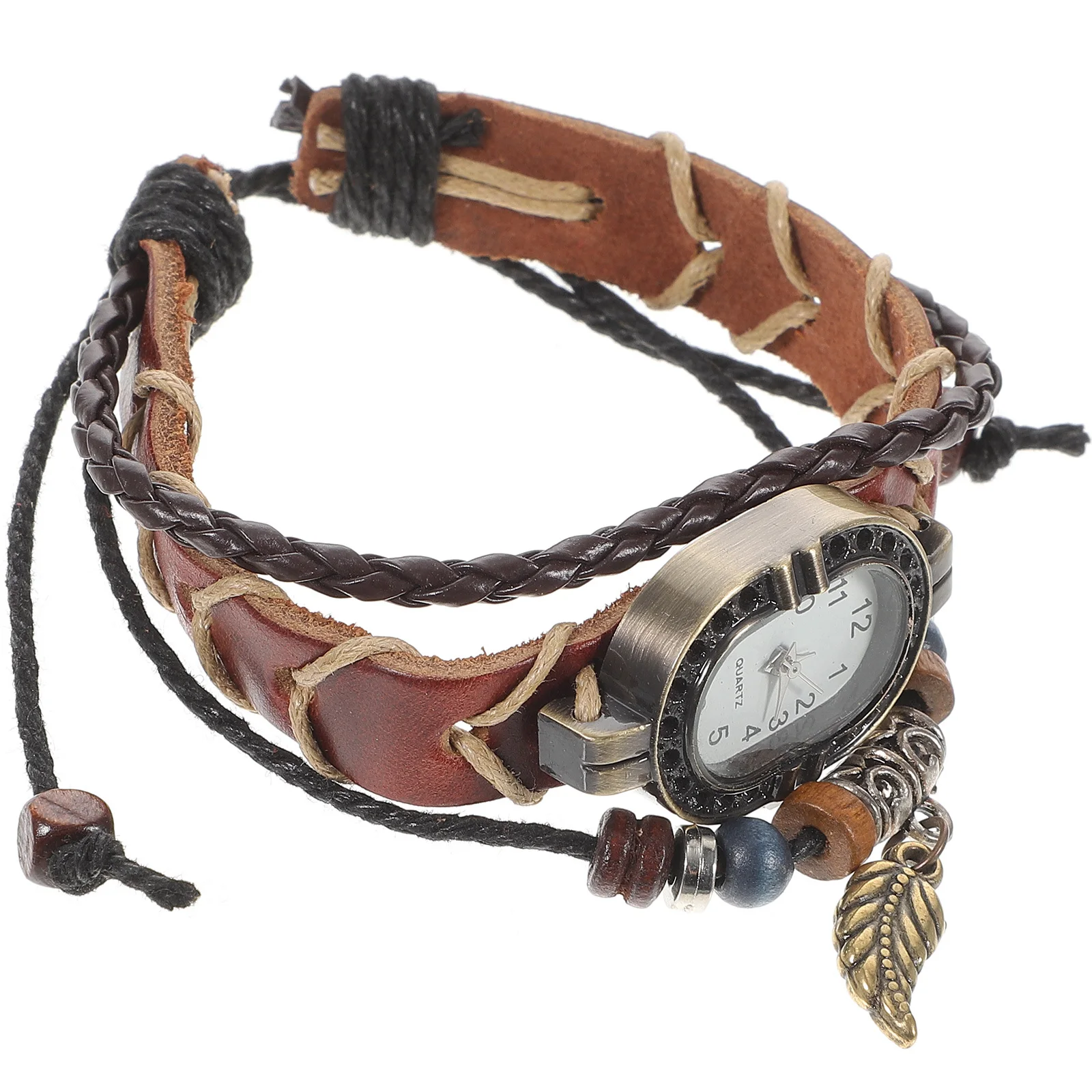 1pc レトロクォーツ時計腕時計男性女性ブレスレット時計カジュアルファッション手作り防水軽量