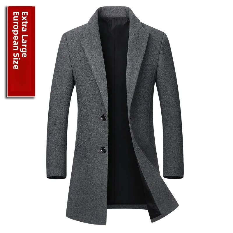 

Зимний мужской шерстяной плащ, корейский приталенный длинный плащ, деловой повседневный прямой подол с одной пуговицей, чистый цвет
