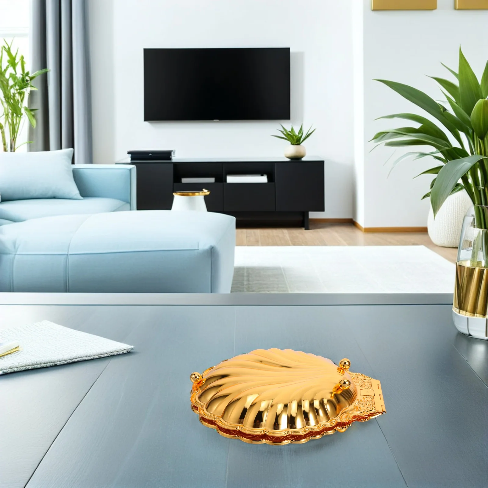 

Ретро поднос для фруктов в виде ракушек, золотая металлическая тарелка в форме ракушки для центрального стола, кухонный декор, десертная тарелка для закусок