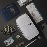 Porta pasaporte de viaje RFID, organizador de documentos impermeable, billetera de gran capacidad, bolsa para tarjetas de billete para hombres y mujeres, viaje familiar