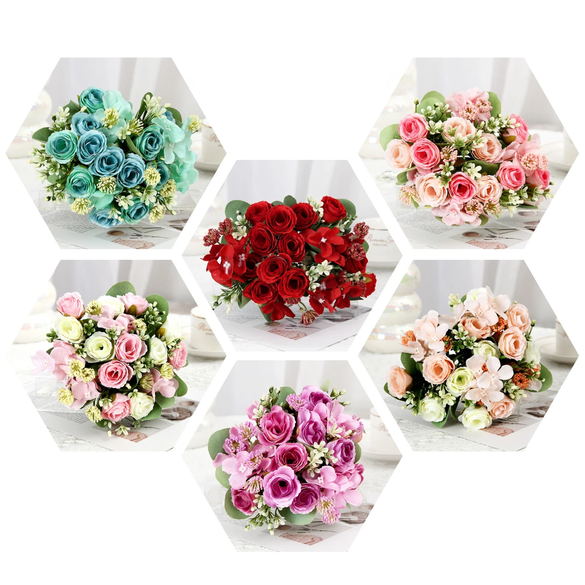 29CM Artificial Flowers Tiffany Roses Fake Flowers Handmade Bouquet Living Room Ornament Wedding Arrangement Home Decoration