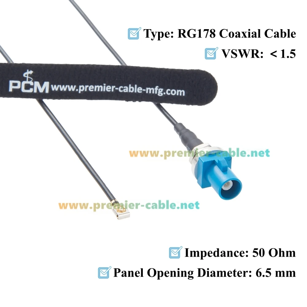 Fakra Z-Code Stecker auf U.FL IPEX Gen1 MHF1 Schottanschluss HF-Koaxialkabel 50 Ohm RG178 Automobilantennenkabel für GPS, Telematik – Detail 3