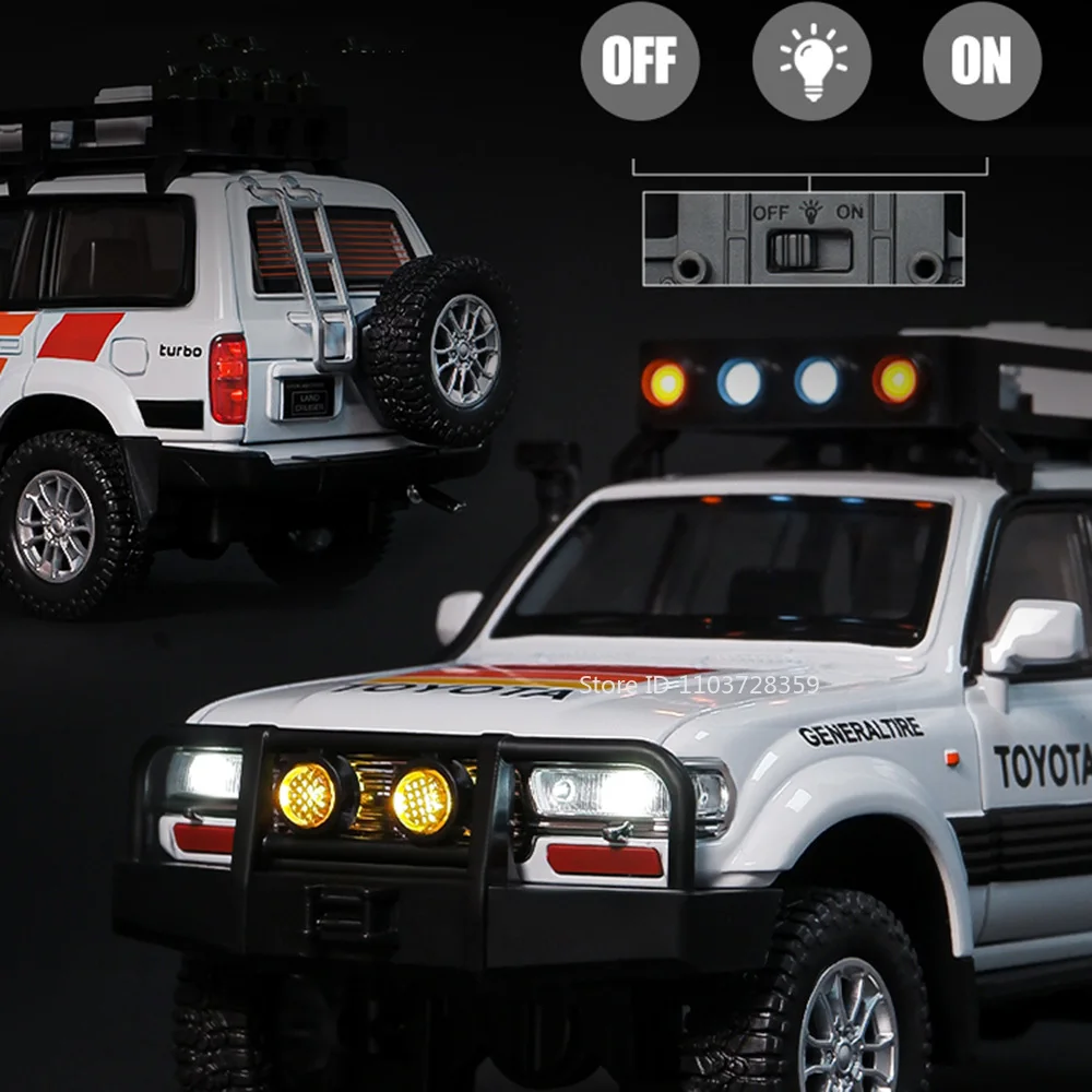 1:24 ランドクルーザー LC80 モデルカー 合金ダイキャスト オフロード車 サウンドライト 6ドア開閉 プルバック式 RAV4 子供向けギフト