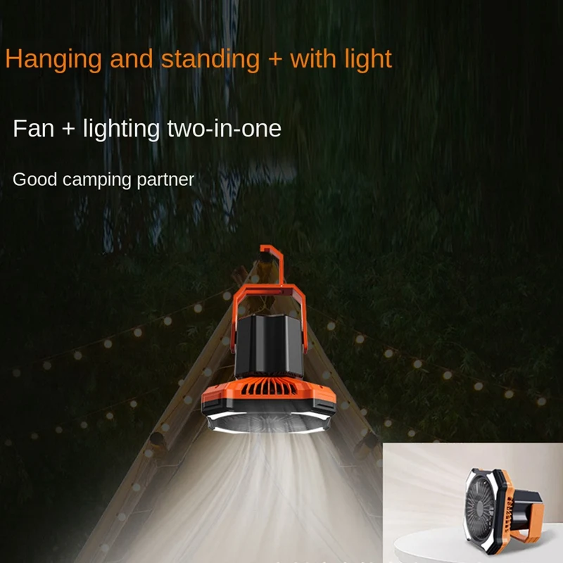 Miniventilador silencioso recargable por USB, Banco de energía, ventiladores de escritorio colgantes con luz de Control remoto, 1000Mah, 1 unidad