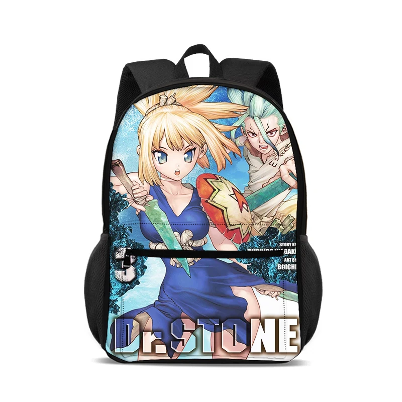 Anime Cartoon Dr.STONE 18.5inch Knapsack Cartoon Child School Bags for Boys Girls,Durable & Light Weight Bags for Student