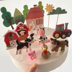 Animali da fattoria Cupcake Toppers Baby Shower trattore pastore cane mucca oca Ma Yunduo Zenon Barn tema festa di compleanno decorazione torta