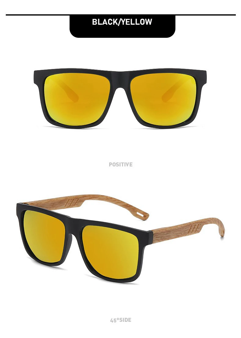Vintage Holzmaserung Sonnenbrille für Männer und Frauen Klassische Leichte Eckige Sonnenbrillen Modische Tägliche Dekorative Brillen UV400-Schutz – Detail 11