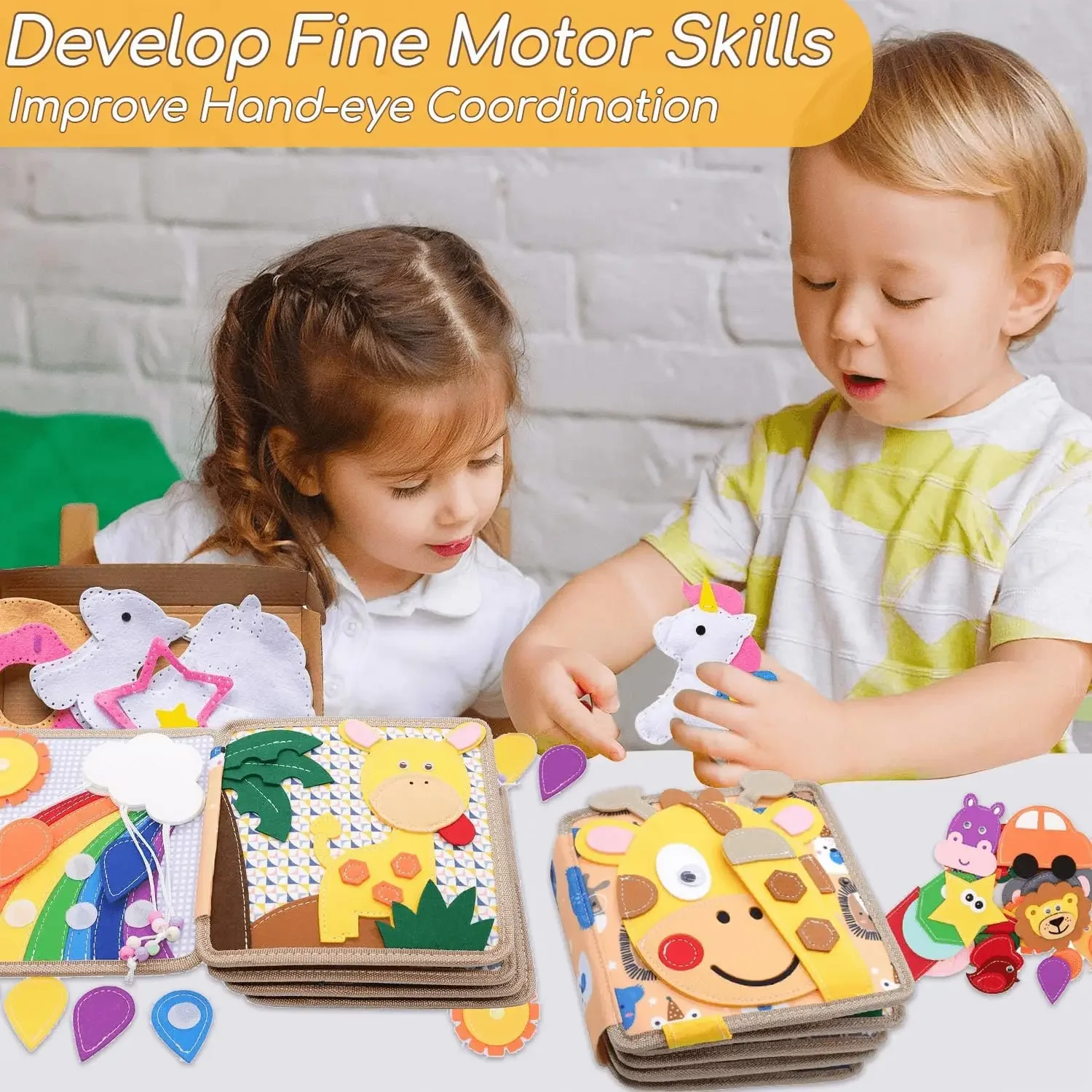 Бизи-книга Монтессори для малышей, развивающая сенсорная игрушка, тихая фетровая книга для ребенка, дошкольные обучающие занятия для детей, подарок