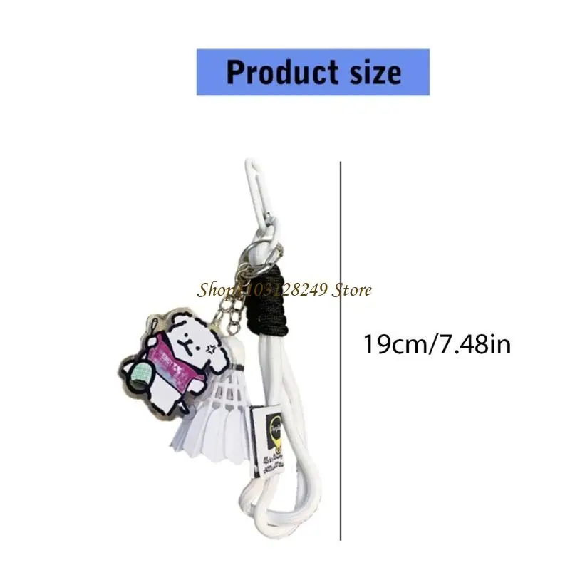 N5KD Badminton Pendant Small Keychain Acrylic Key Rings Gift for Badminton Lover