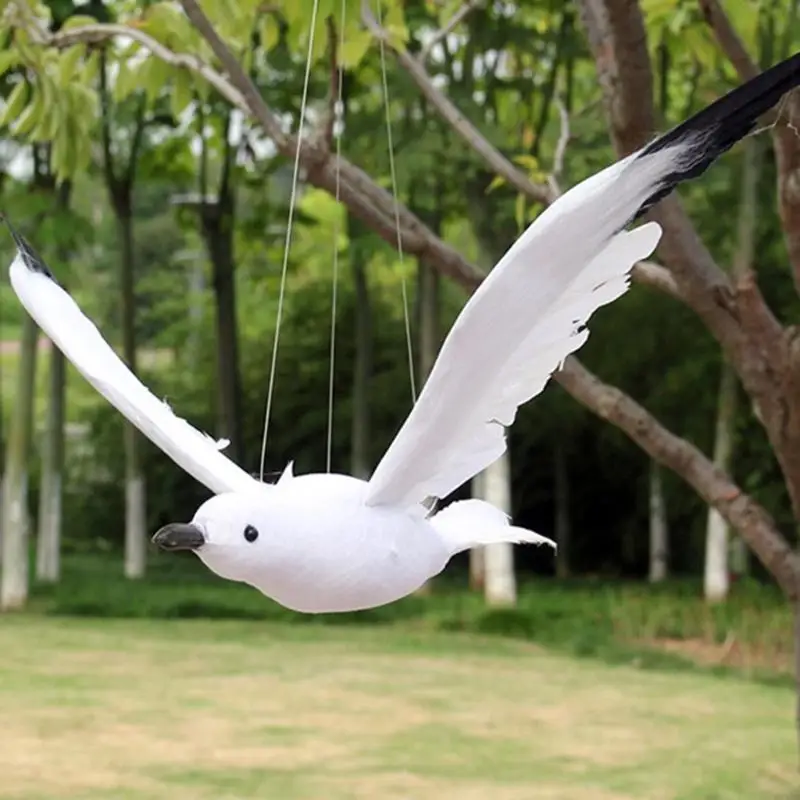 Detailed Seagulls Replicas Feathered Flying Bird Hanging Sculpture Ornament Gift 55KF