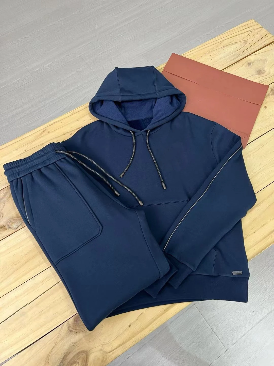 Autumn Wnter Plus Velvet Thick Pullover Sweater Hoodie Jacket Casual Sports Trousers Set For Men