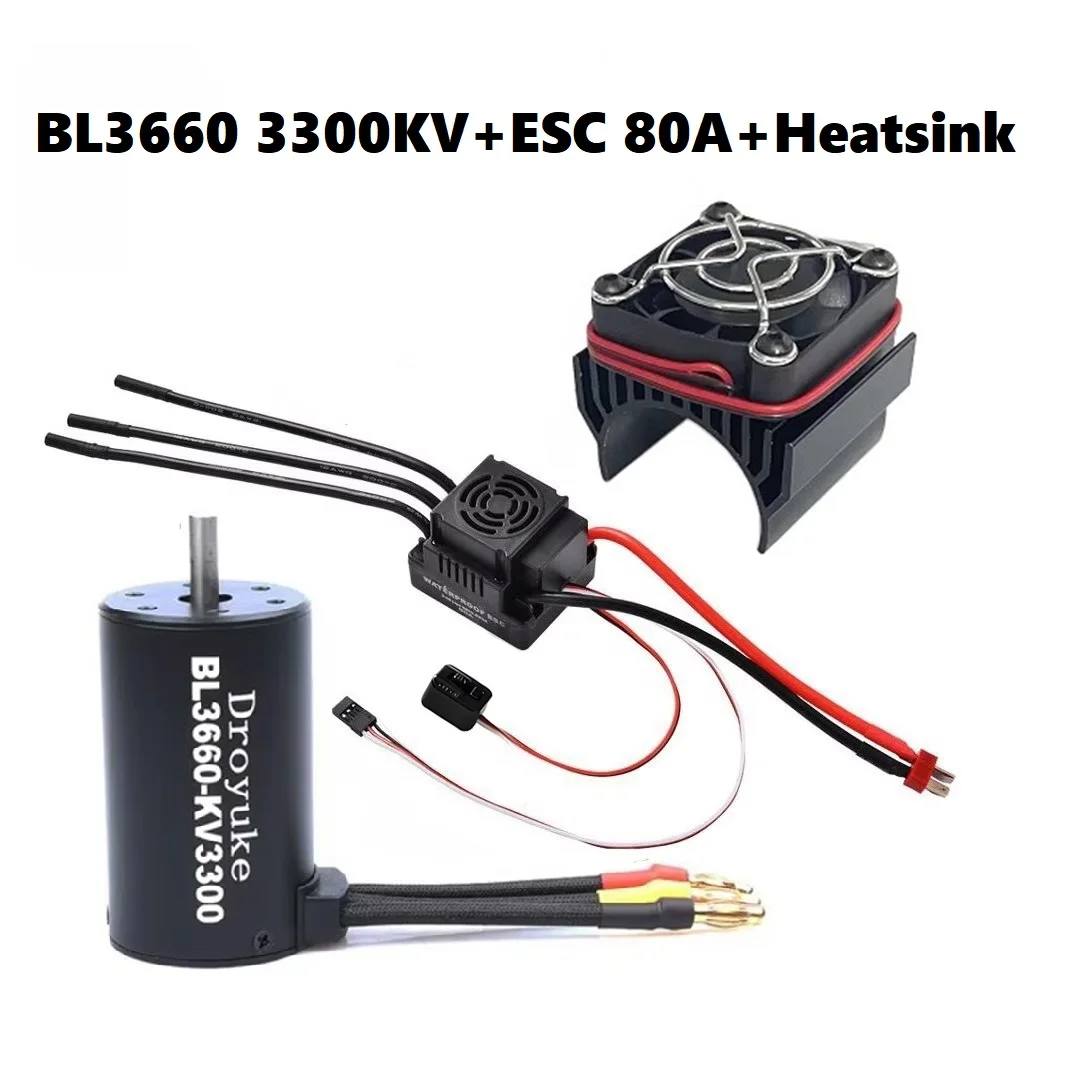 Waterdicht 3660 2600KV/3300KV/3800KV & 3670 1900KV 2150KV/2650KV Borstelloze Motor 80A/120A Borstelloze Esc combo Set Voor 1/8 Rc Auto