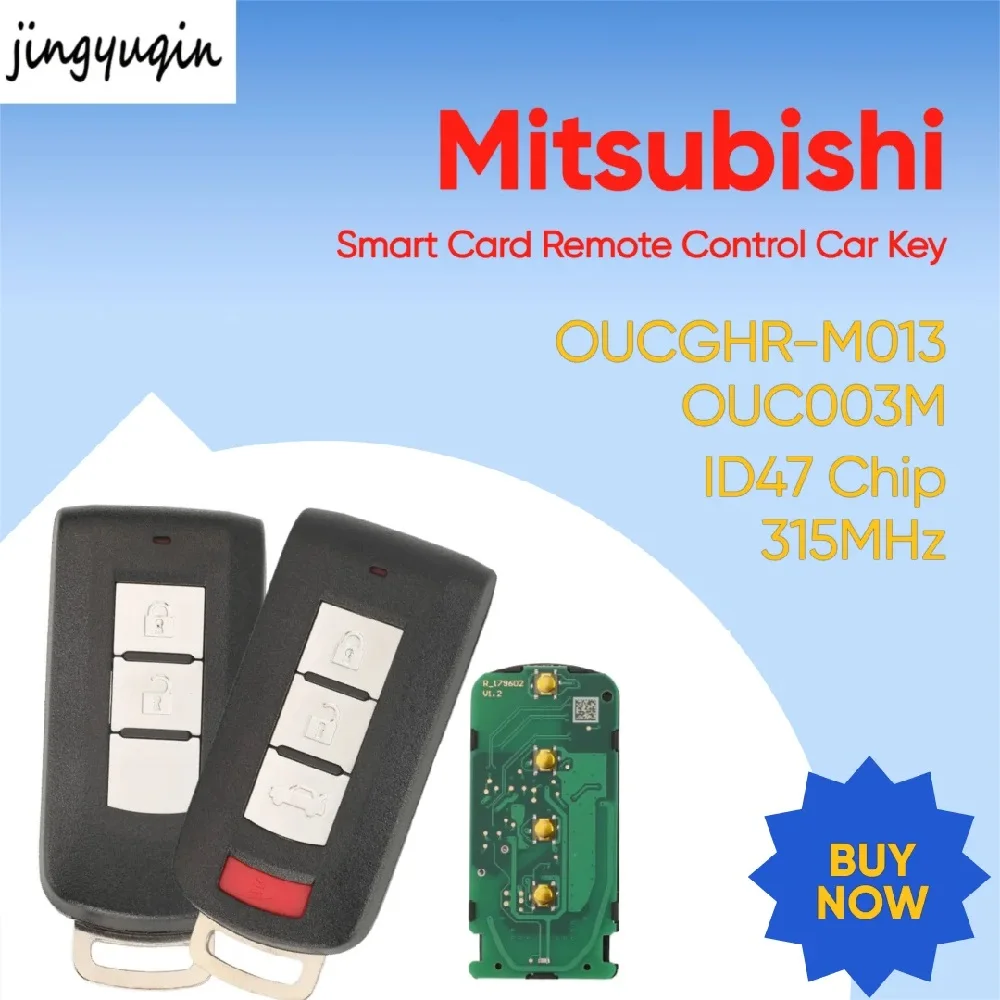 

jingyuqin Smart card remote car key 315Mhz FSK ID47 Chip FCCID: OUCGHR-M013/OUC003M For Mitsubishi Eclipse Cross 2013-2020