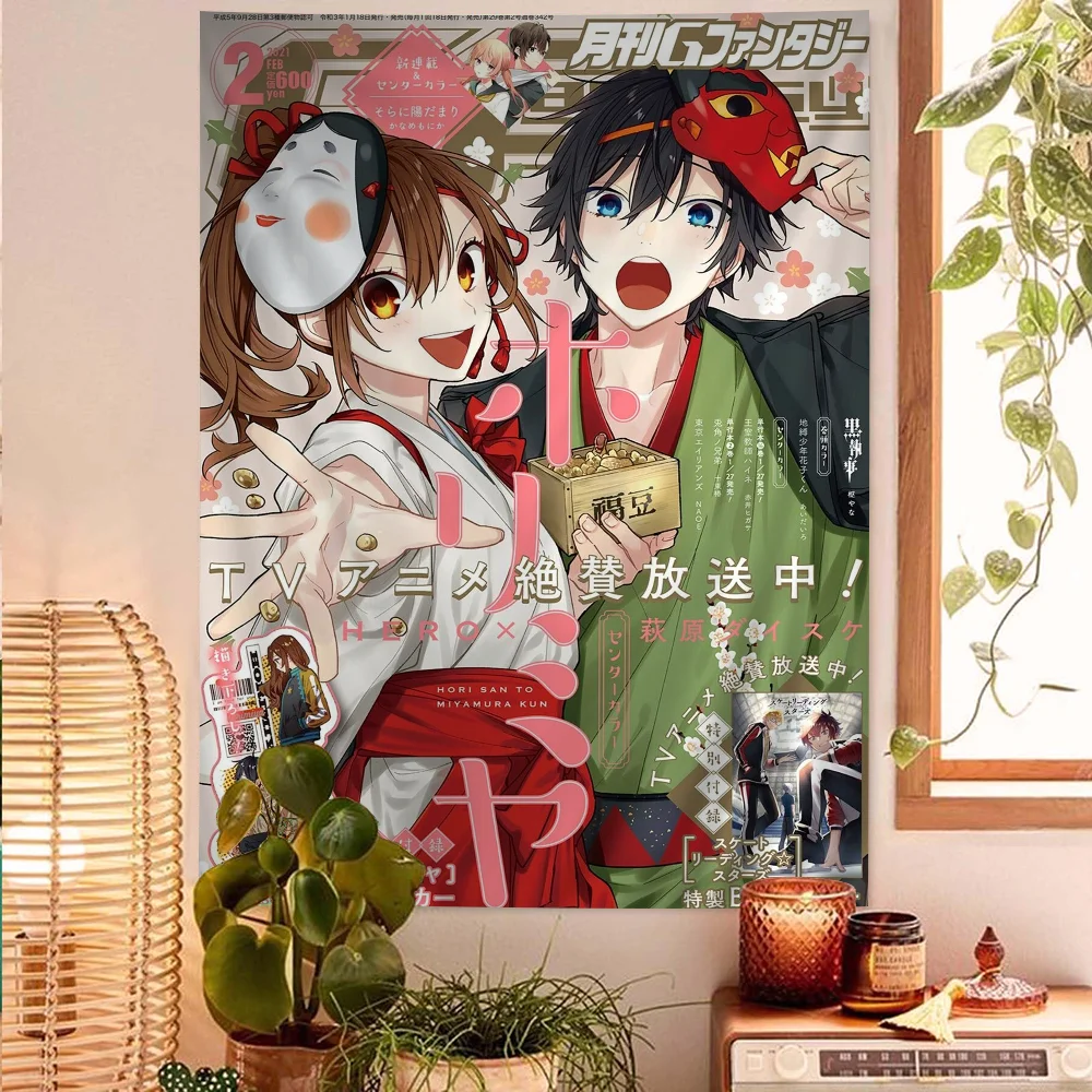 

Japanese Anime Horimiya Printed Large Wall Tapestry Cheap Hippie Wall Hanging Bohemian Wall Tapestries Mandala INS Home Decor
