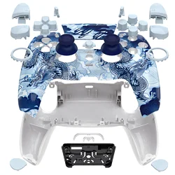 eXtremeRate Luna Redesigned Full Set Housing Shell Buttons Touchpad Cover for ps5 Controller BDM-030/040/050 - Porcelain Dragon