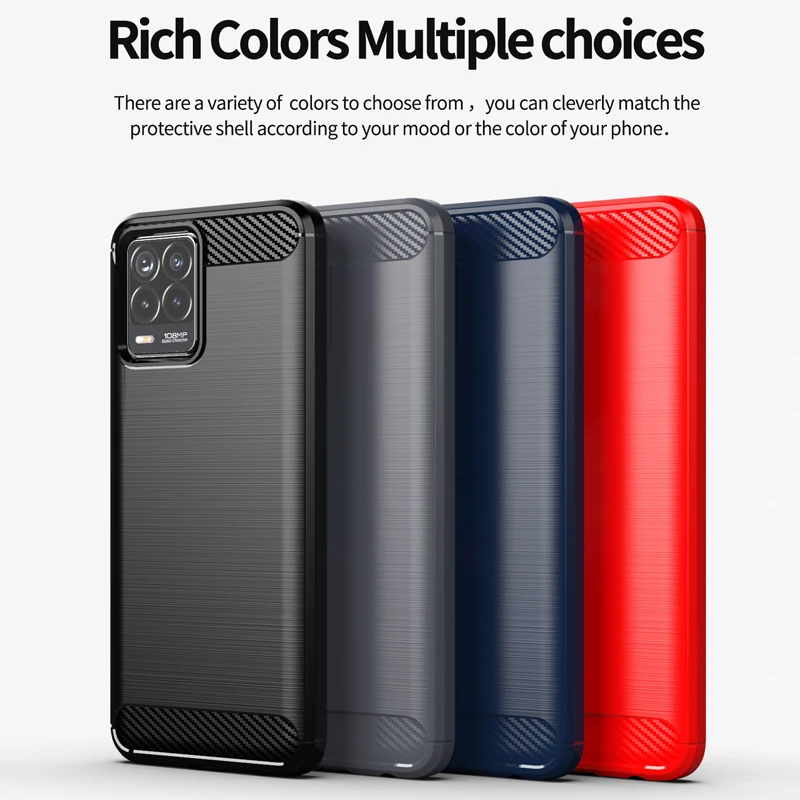 For Realme 8 Pro Case Fiber Carbon Shockproof Soft Silicone Bumper Cover for Realme 8 For Realme 7 Realme 7 Pro Realme C21 C17