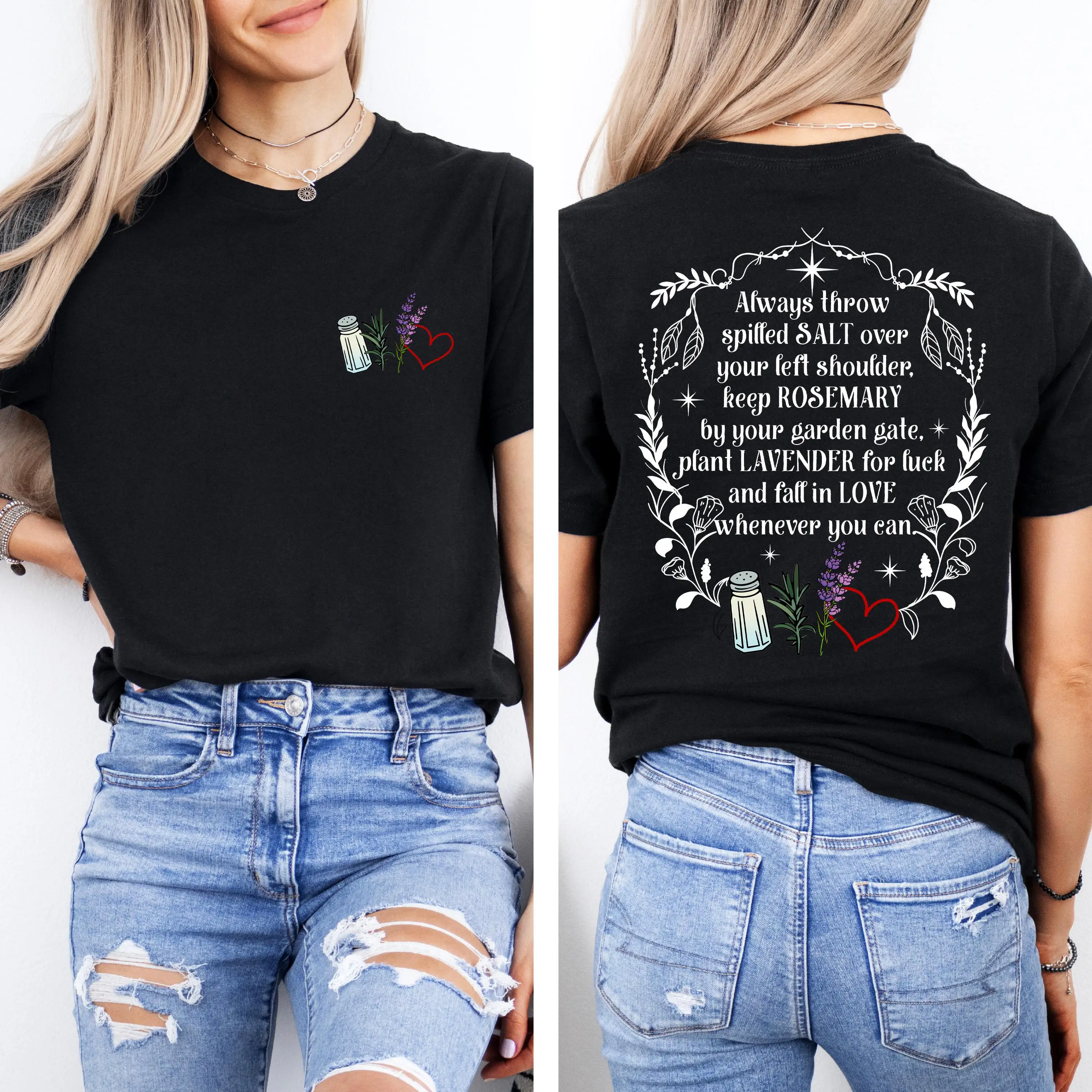Always Throw Spilled Salt Over Your Left Shoulder Shirt, Witch Shirt, Lavender Rosemary Tee, Practical Magic Fan Gift
