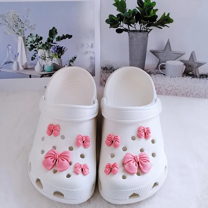 

Новый весь комплект, Лидер продаж, обувь с отверстиями «сделай сам», подвески, милые аксессуары с бантом, дизайнерское качество, украшение для садовой обуви, подарок для девочки