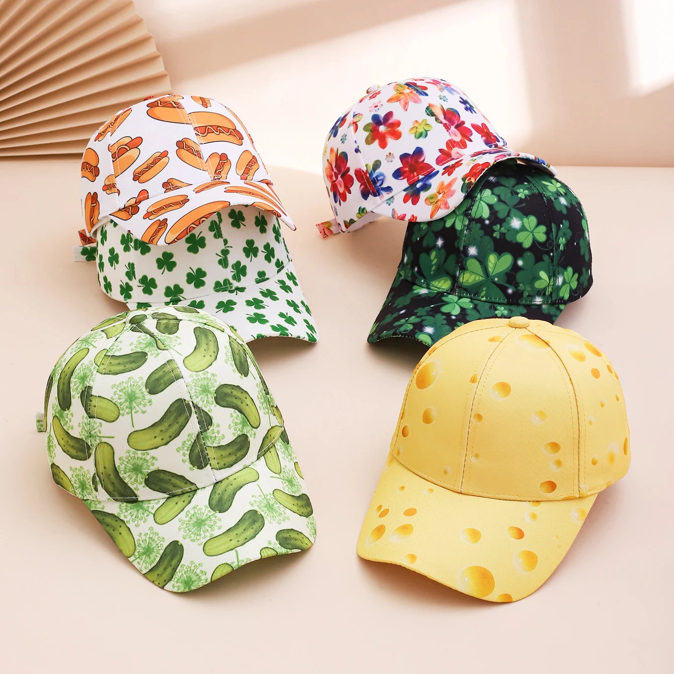 European and American fashionable vegetable, fruit and flower digital printed baseball caps, trendy and fashionable baseball cap