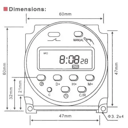 CN101 Digital LCD Temporizador de energia, relé programável do interruptor do tempo, 220V, 110V, 24V, 12V, 16A