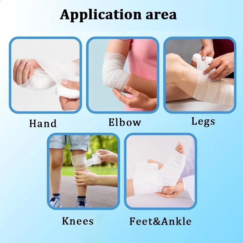 5 Roll Disposable Medical Sterile Elastic Bandage Gauze First Aid Wound Dressing Fixation Absorbent Cotton Bandage