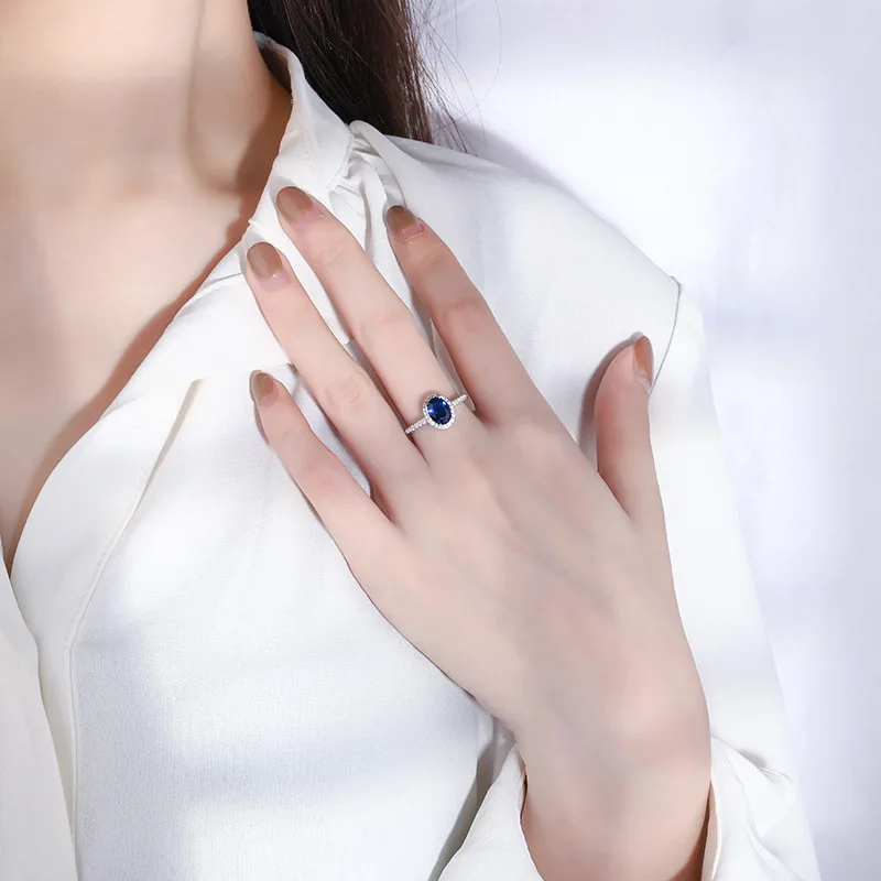 حار بيع JewelryS925All-Silver Jewelry Set مع الأحجار الكريمة الحقيقية الحجر الرئيسي Ring6 * 8 #4