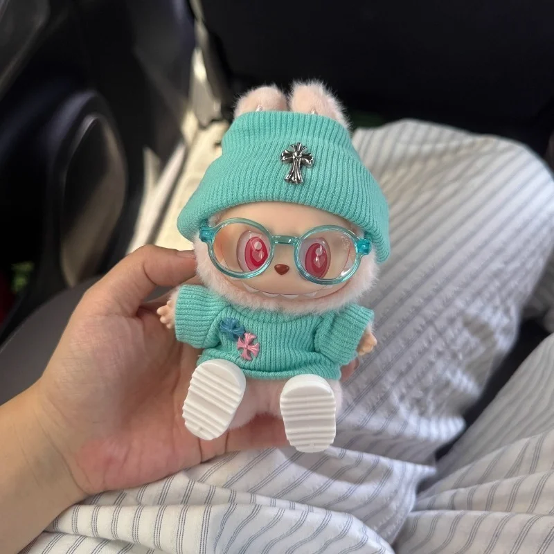 ملابس دمى لابوبو نمط قلوب كروم | تيفاني أزرق/أخضر | يناسب سلسلة لابوبو مقاس 17 سم 1/2/3 | ملابس الشارع #4