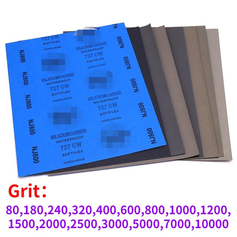 Imagem -03 - Grit Lixas Molhado e Polimento Seco Lixar Folhas de Papel de Lixa Abrasiva Molhado Seco Acabamento de Superfície Feito Pcs 8010000