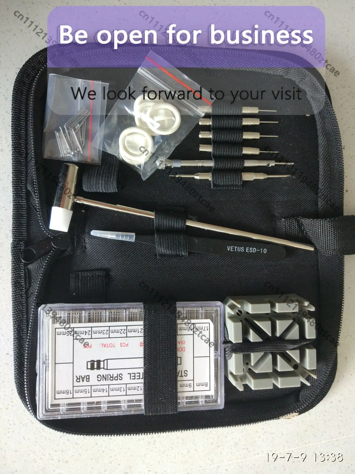 watch repair tool, watch repair kit 395-piece tool set, watch strap removal, bottom opener watch repair combination
