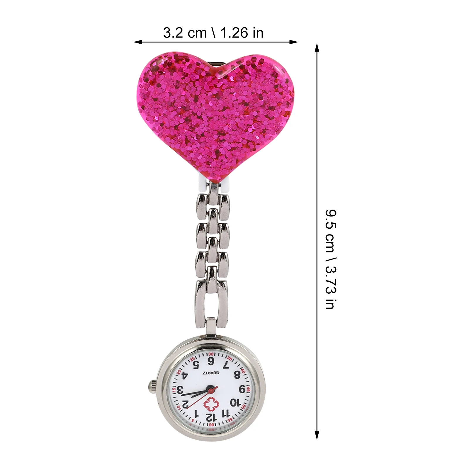 

2 pcs Nurse Pocket Heart Design Alloy Glass Medical Watch For Women Lightweight Portable Accurate Pocket Watch