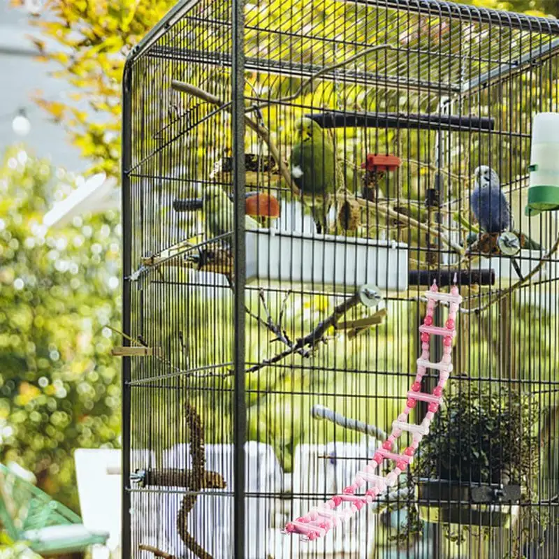 Wooden Swing Climbing Ladder Colorful Chewing Toys Bird Cage Accessories For Budgies Small Birds Canaries Parakeet Parrots