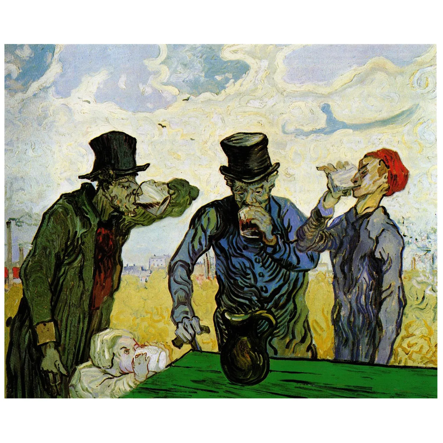 Van Gogh Famous Painting reproduction of The Drinkers (after Daumier) Hand painted Impressionist Modern Artwork free shipping